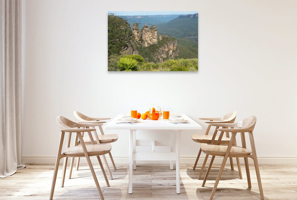 Premium textile canvas Premium textile canvas 120 cm x 80 cm landscape The Three Sisters 