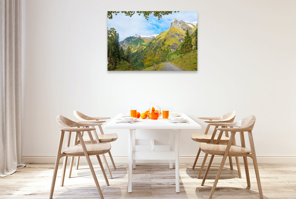 Premium textile canvas Premium textile canvas 120 cm x 80 cm across hiking trail in the picturesque Oytal 