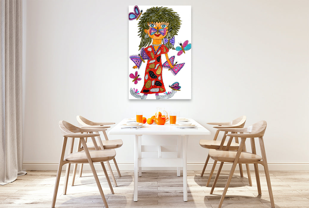 Premium textile canvas Premium textile canvas 80 cm x 120 cm high butterfly girl 