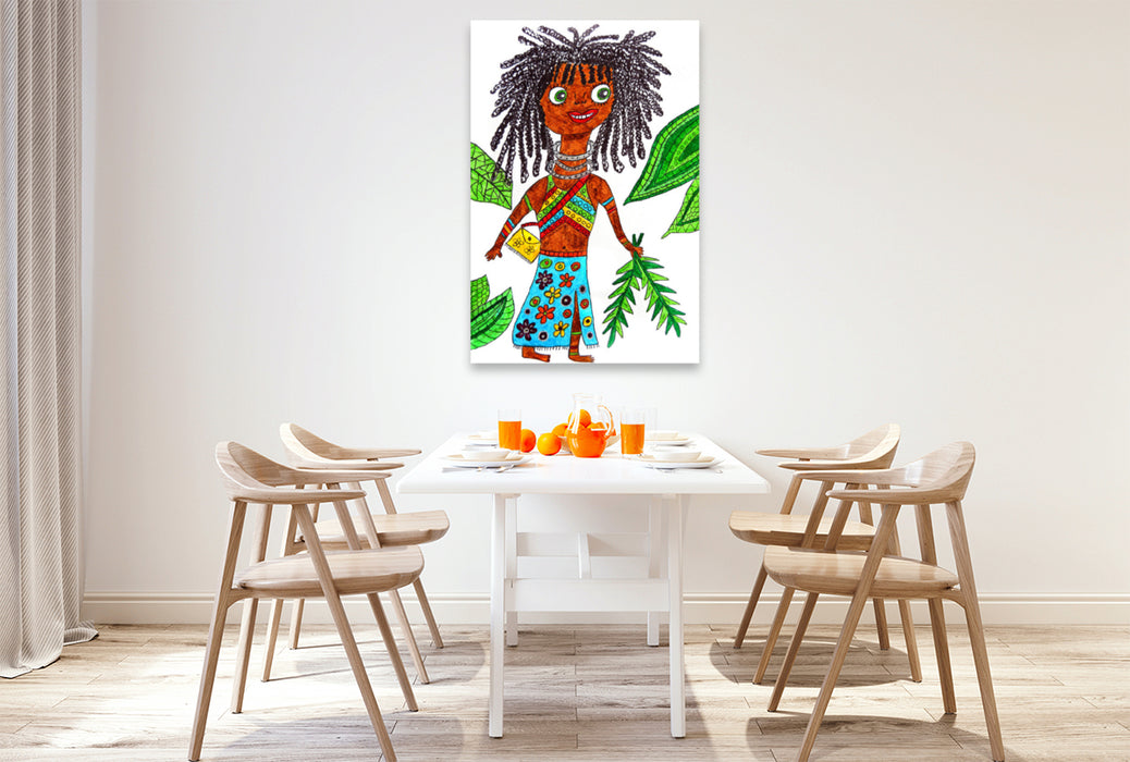 Premium textile canvas Premium textile canvas 80 cm x 120 cm high Colored girl 