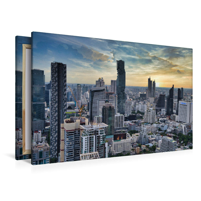 Premium Textil-Leinwand Premium Textil-Leinwand 120 cm x 80 cm quer Das Stadtzentrum von Bangkok kurz vor Sonnenuntergang