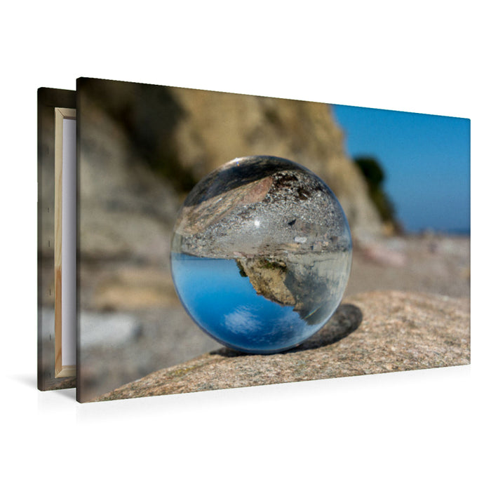 Premium textile canvas Premium textile canvas 120 cm x 80 cm transversely mirrored cliff 