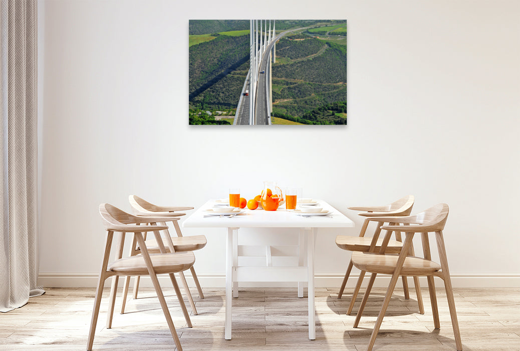 Premium textile canvas Premium textile canvas 120 cm x 80 cm landscape Millau Viaduct 