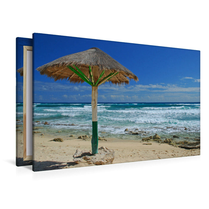 Premium textile canvas Premium textile canvas 120 cm x 80 cm landscape Cozumel Beach - Mexico 