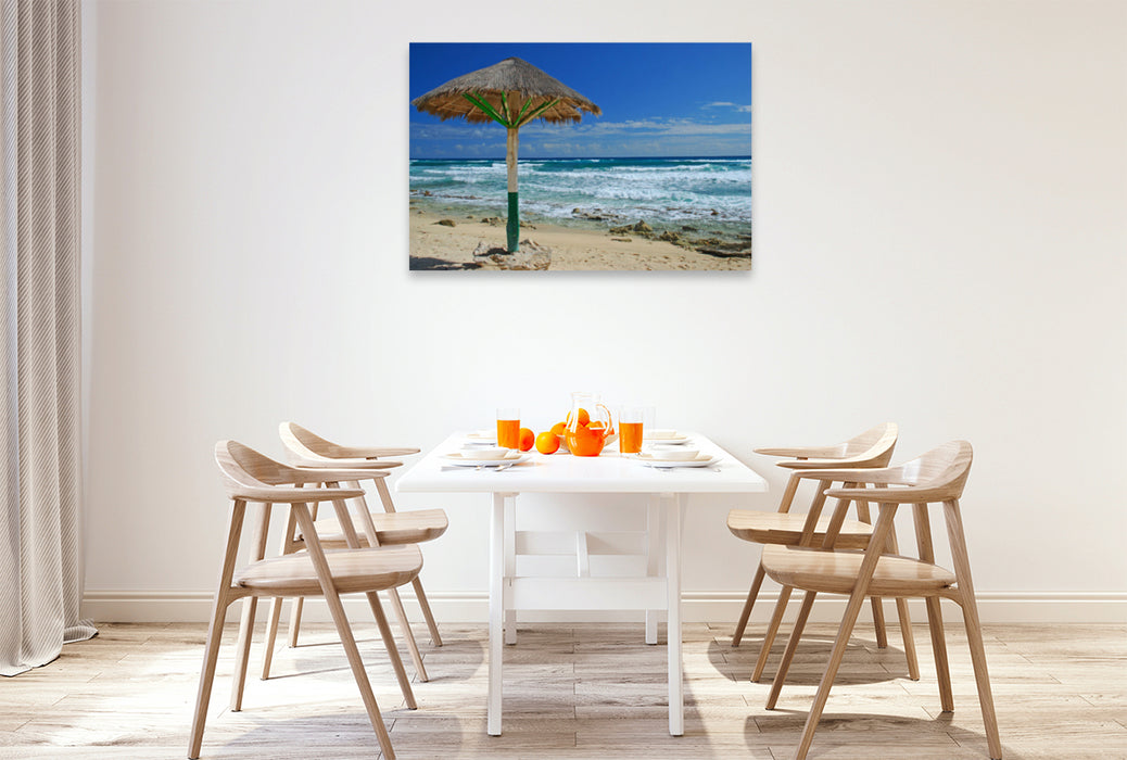 Premium textile canvas Premium textile canvas 120 cm x 80 cm landscape Cozumel Beach - Mexico 