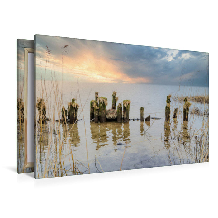 Premium textile canvas Premium textile canvas 120 cm x 80 cm across old groynes near Grambin 