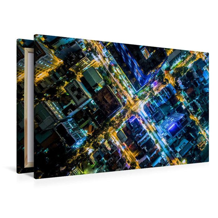 Premium textile canvas Premium textile canvas 120 cm x 80 cm landscape Aerial view of a traffic intersection in Saigon, Vietnam 