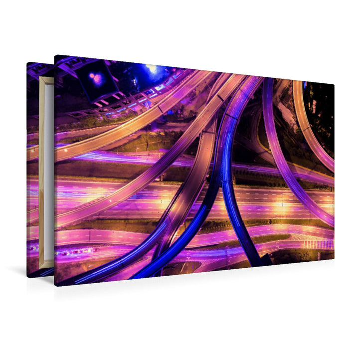 Premium textile canvas Premium textile canvas 120 cm x 80 cm landscape Futuristic traffic junction in Malaysia from the air 