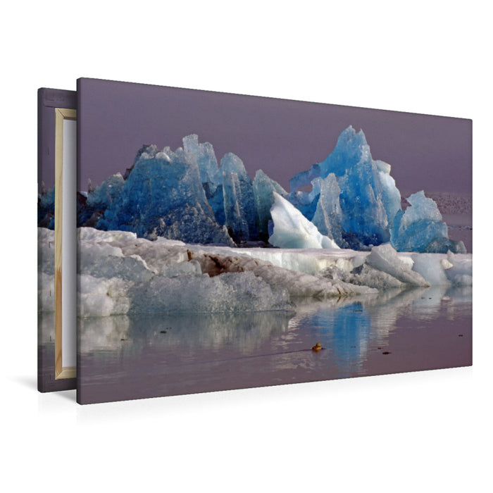 Premium textile canvas Premium textile canvas 120 cm x 80 cm landscape Morning mood at the Jökulsárlón glacier lagoon 