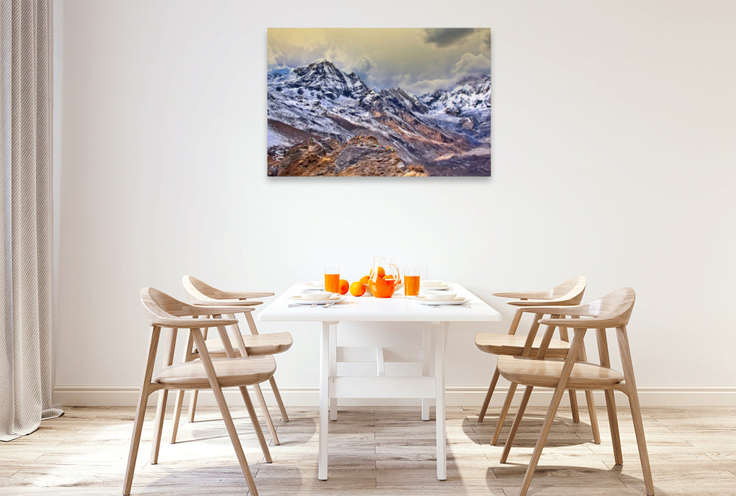 Premium textile canvas Premium textile canvas 120 cm x 80 cm landscape Nepal 