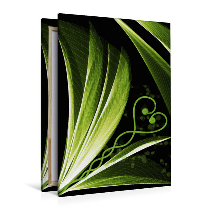 Premium textile canvas Premium textile canvas 80 cm x 120 cm high green heart leaf decorative 