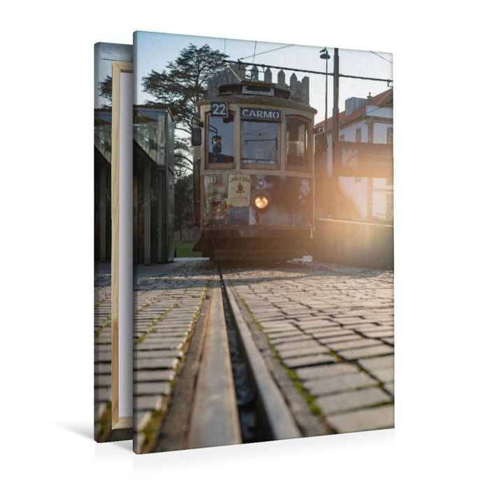 Premium textile canvas Premium textile canvas 80 cm x 120 cm high An old tram in the sunshine 