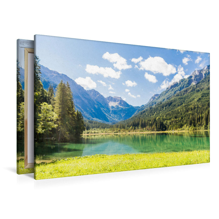 Premium Textil-Leinwand Premium Textil-Leinwand 120 cm x 80 cm quer Jägersee