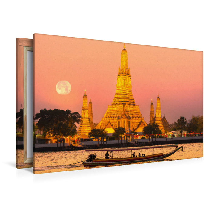 Premium Textil-Leinwand Premium Textil-Leinwand 120 cm x 80 cm quer Thailand: Wat Arun in Bangkok