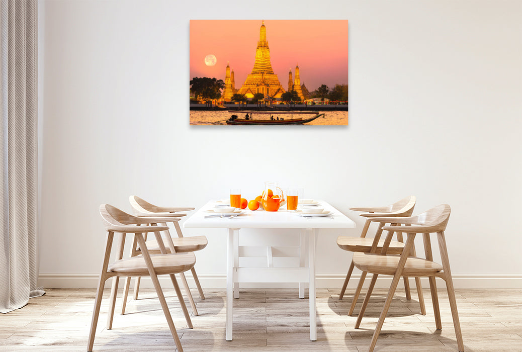 Premium Textil-Leinwand Premium Textil-Leinwand 120 cm x 80 cm quer Thailand: Wat Arun in Bangkok