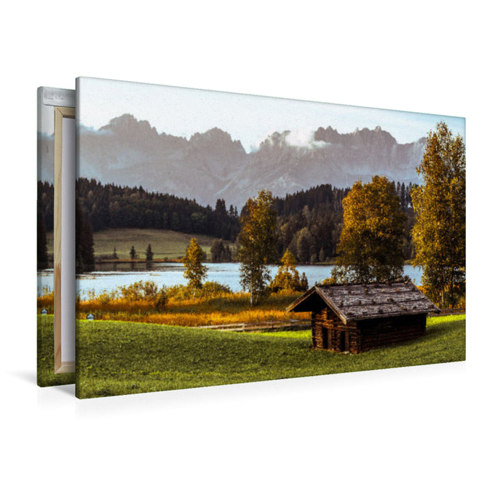 Premium Textil-Leinwand Premium Textil-Leinwand 120 cm x 80 cm quer Schwarzsee am Wilden Kaiser in Kitzbühel