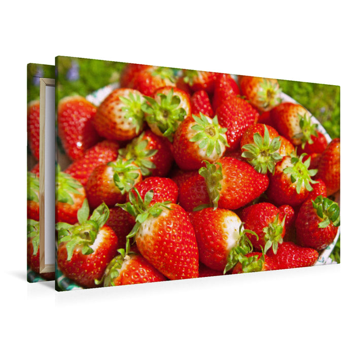 Premium Textil-Leinwand Premium Textil-Leinwand 120 cm x 80 cm quer Erdbeeren