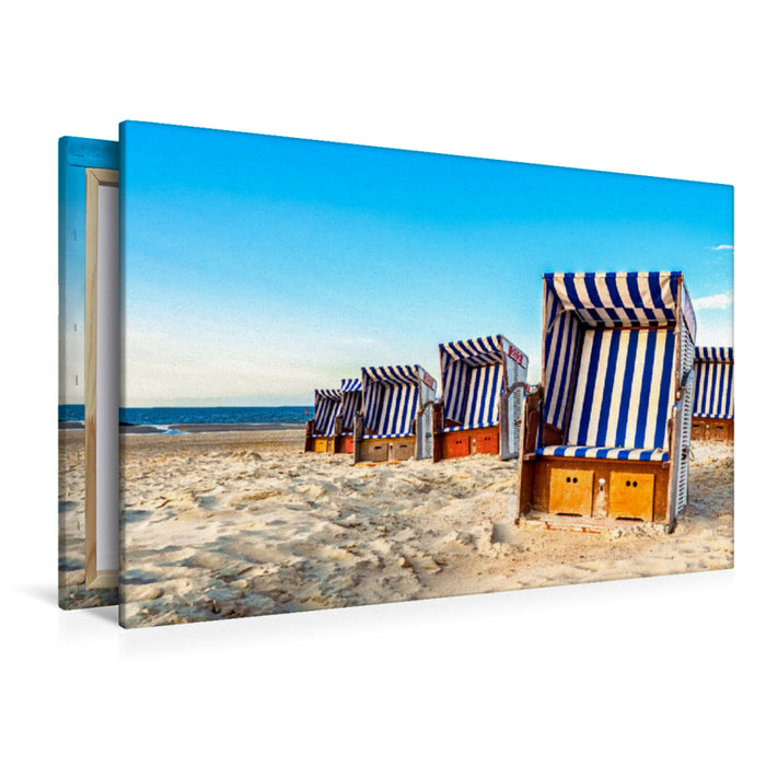 Premium Textil-Leinwand Premium Textil-Leinwand 120 cm x 80 cm quer Morgensonne am Strand