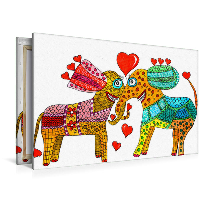 Premium Textil-Leinwand Premium Textil-Leinwand 120 cm x 80 cm quer Verliebte Elefanten
