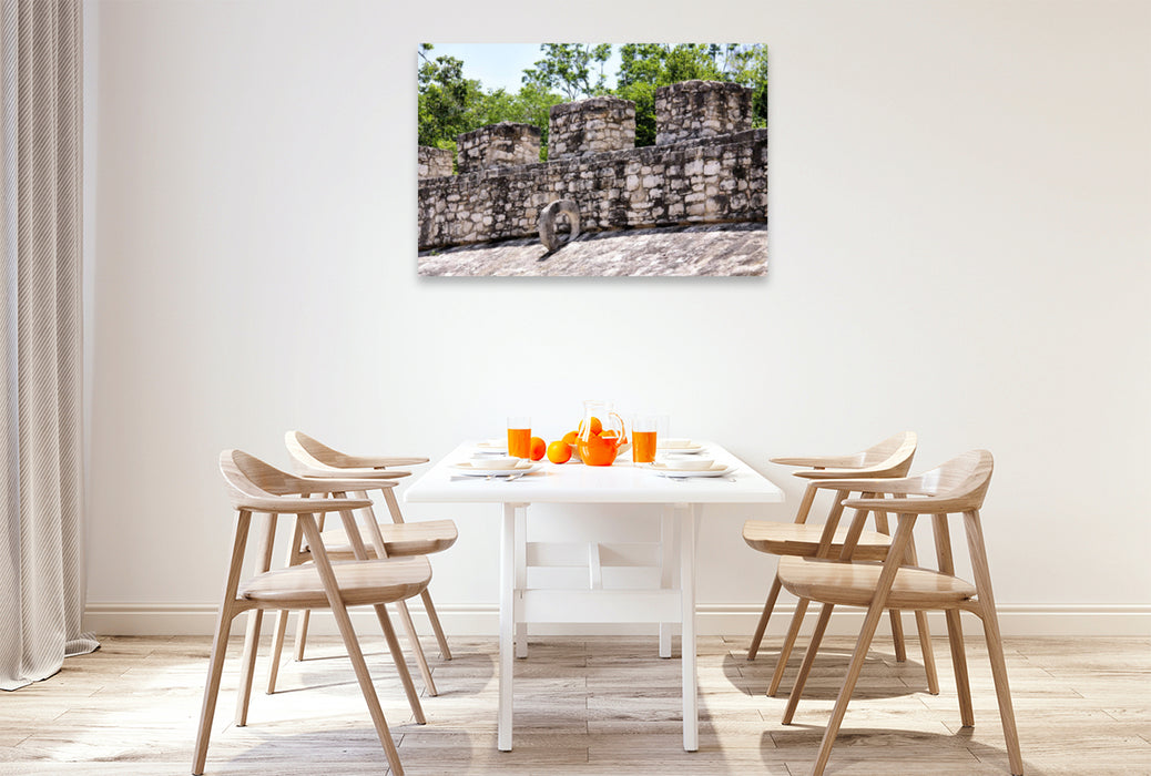 Premium textile canvas Premium textile canvas 120 cm x 80 cm landscape Mayan ball court in close-up 