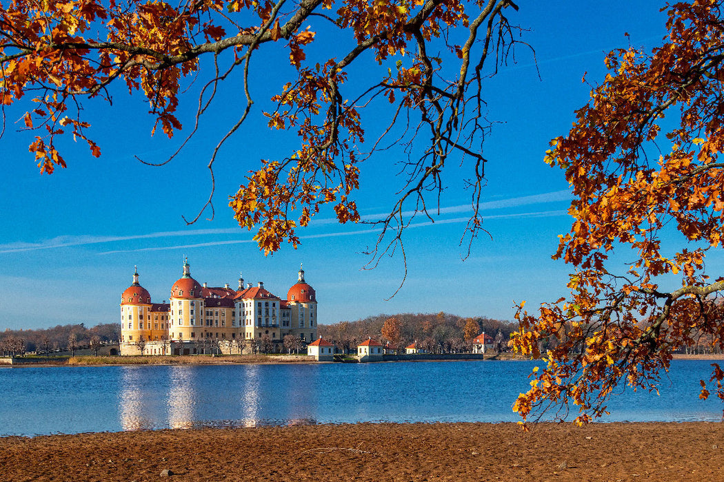 Toile textile haut de gamme Toile textile haut de gamme 120 cm x 80 cm de large Un motif du calendrier de Moritzburg avec vue sur le château 