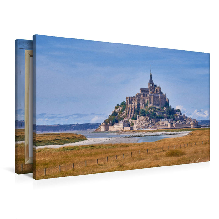 Toile textile premium Toile textile premium 90 cm x 60 cm paysage Le Mont-Saint-Michel 