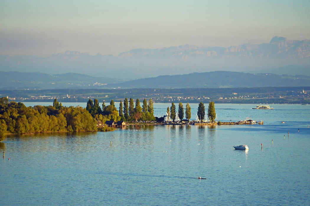 Toile textile haut de gamme Toile textile haut de gamme 120 cm x 80 cm sur le lac de Constance près de Birnau 