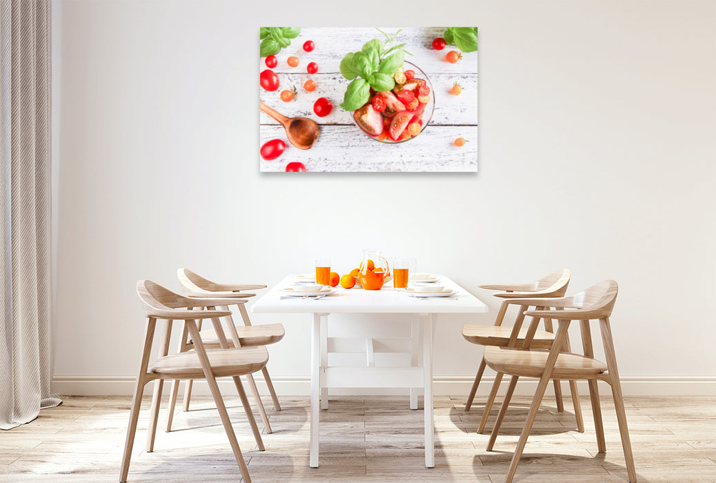 Toile textile premium Toile textile premium 120 cm x 80 cm paysage salade de tomates 