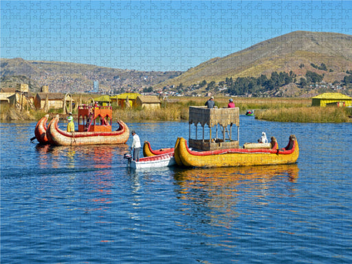 Auf schwimmenden Schilfinseln leben die Nachfahren der Urus und führen deren Traditionen fort - CALVENDO Foto-Puzzle - calvendoverlag 29.99