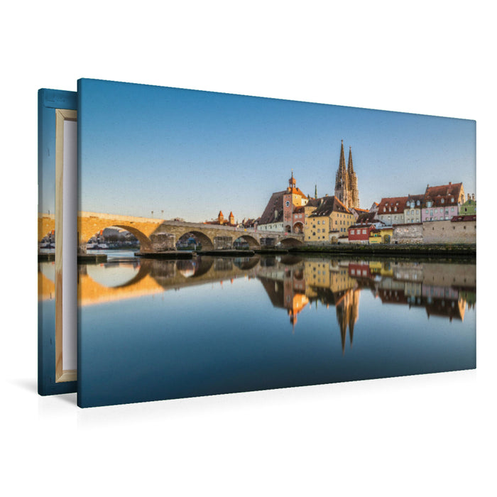 Premium Textil-Leinwand Premium Textil-Leinwand 120 cm x 80 cm quer Ein Motiv aus dem Kalender Regensburg, kunstvoll in Szene gesetzt