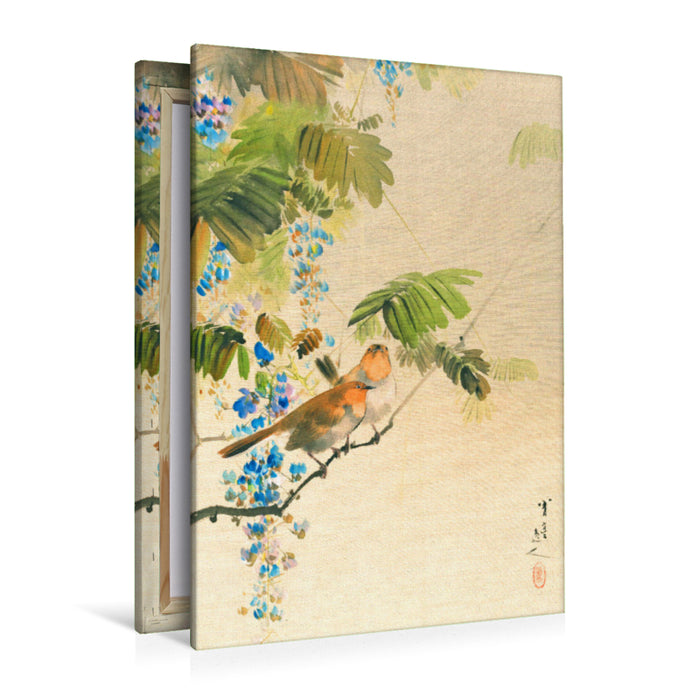 Premium Textil-Leinwand Premium Textil-Leinwand 80 cm x 120 cm  hoch Watanabe Seitei (1851–1918): Vögel und Blumen, ca. 1887