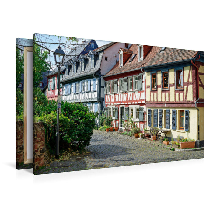 Premium Textil-Leinwand Premium Textil-Leinwand 120 cm x 80 cm quer Wie in alten Zeiten: Am Schlossplatz in Frankfurt-Höchst