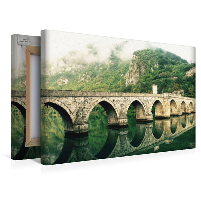 Toile textile premium Toile textile premium 45 cm x 30 cm reflet paysage 