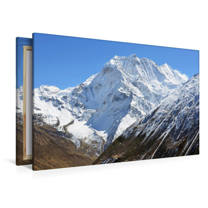 Premium Textil-Leinwand Premium Textil-Leinwand 120 cm x 80 cm quer Der Samdo Ri (6335 m) zwischen Samdo und Dharamshala auf 3900 m Höhe in der Manaslu-Region