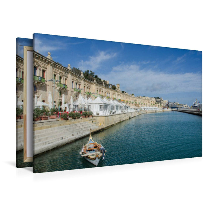 Premium Textil-Leinwand Premium Textil-Leinwand 120 cm x 80 cm quer Waterfront Valletta