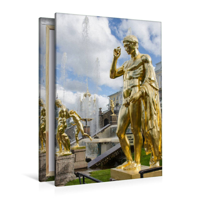 Premium Textil-Leinwand Premium Textil-Leinwand 80 cm x 120 cm  hoch Peterhof: Statuen aus Gold