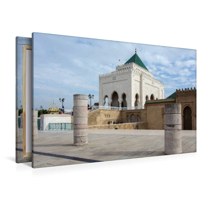 Toile textile premium Toile textile premium 120 cm x 80 cm paysage Mausolée Mohammed V, Rabat