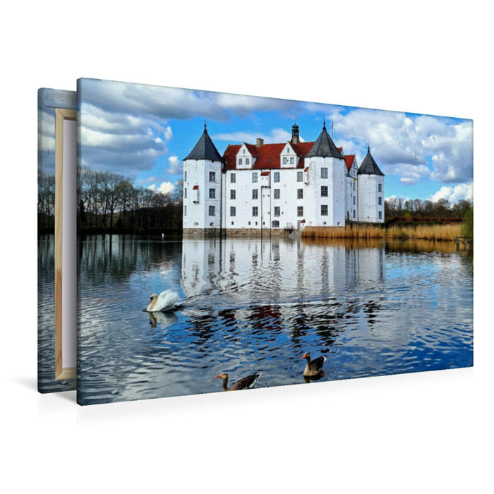 Premium textile canvas Premium textile canvas 120 cm x 80 cm landscape Glücksburg Castle 