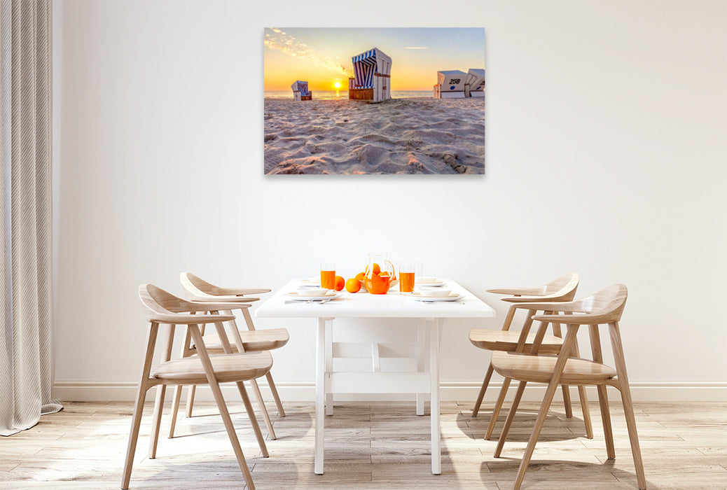 Premium textile canvas Premium textile canvas 120 cm x 80 cm landscape Sunset atmosphere by the sea 