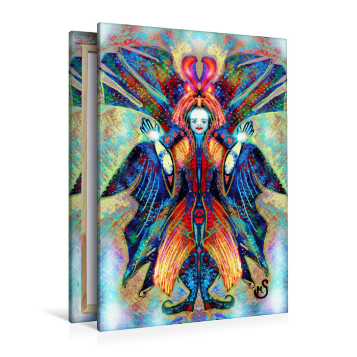 Premium textile canvas Premium textile canvas 80 cm x 120 cm high Angel in the light of the rainbow 