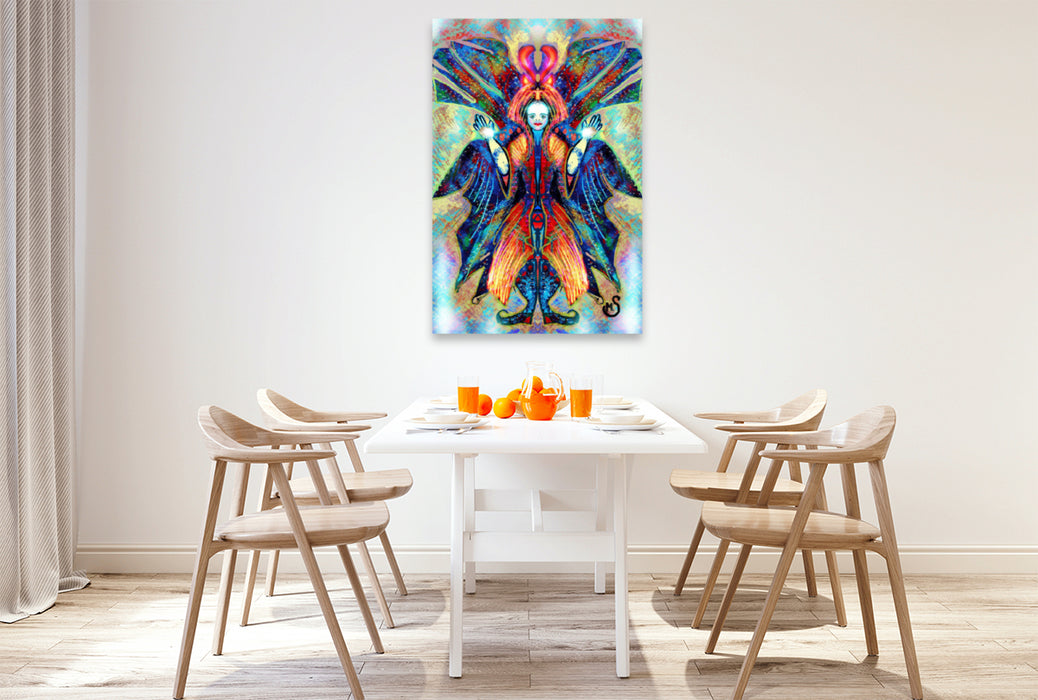 Premium textile canvas Premium textile canvas 80 cm x 120 cm high Angel in the light of the rainbow 