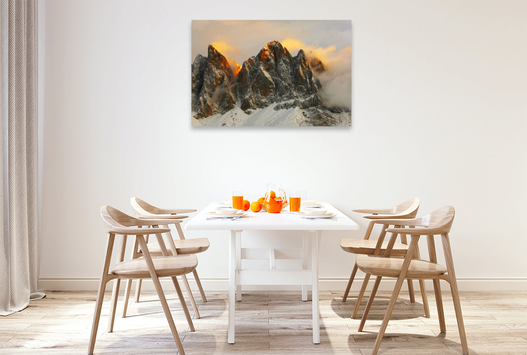 Premium textile canvas Premium textile canvas 120 cm x 80 cm landscape Fire Clouds 