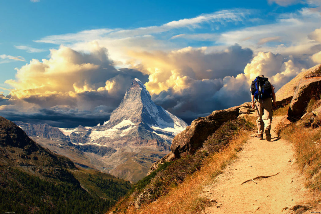 Premium textile canvas Premium textile canvas 120 cm x 80 cm landscape Under the spell of the Matterhorn 