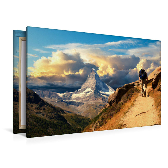 Premium textile canvas Premium textile canvas 120 cm x 80 cm landscape Under the spell of the Matterhorn 
