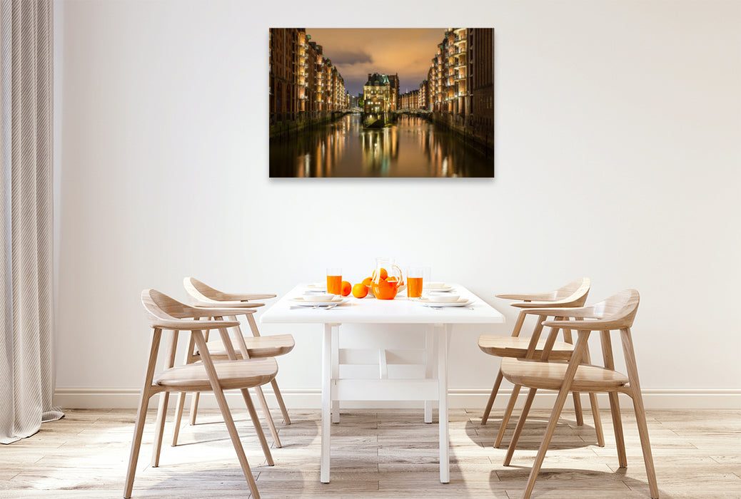 Premium textile canvas Premium textile canvas 120 cm x 80 cm landscape Wasserschlößchen )Hamburg) 