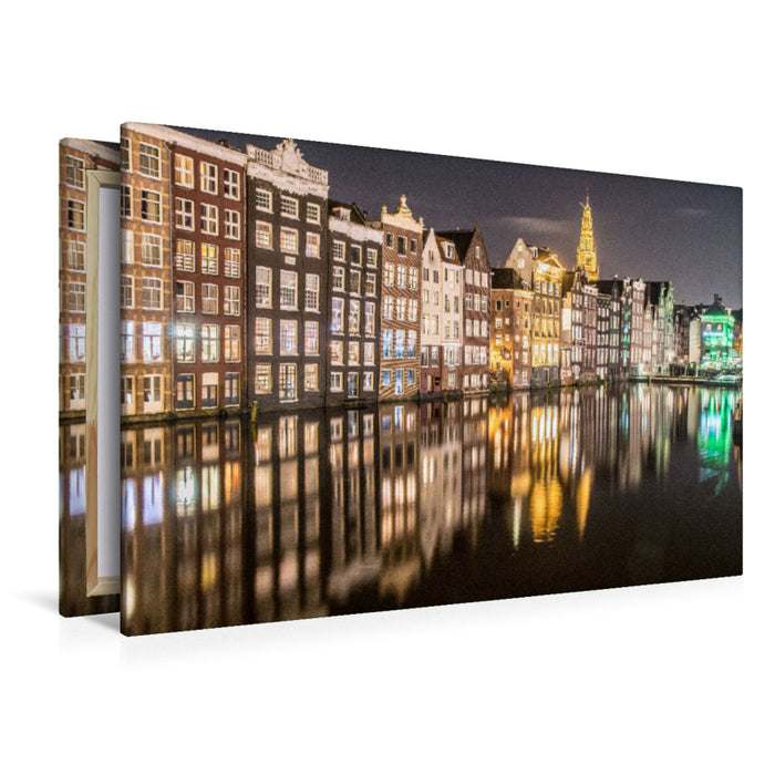 Premium textile canvas Premium textile canvas 120 cm x 80 cm landscape Damrak (Amsterdam) 