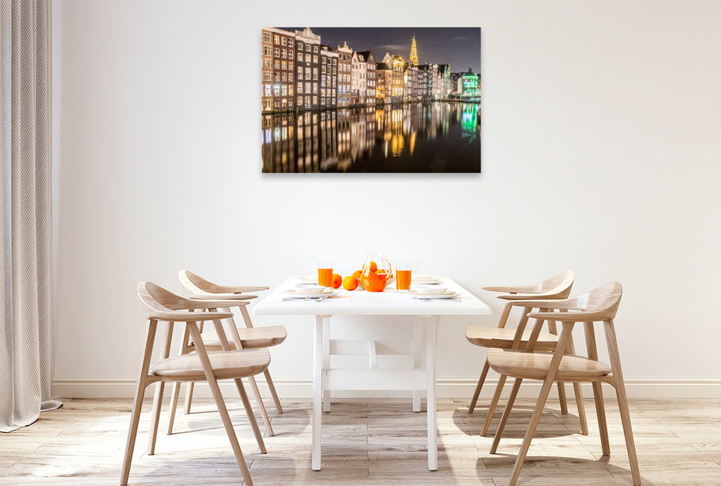 Premium textile canvas Premium textile canvas 120 cm x 80 cm landscape Damrak (Amsterdam) 