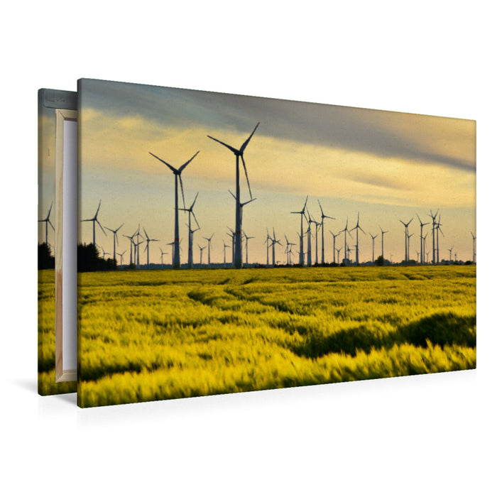 Premium textile canvas Premium textile canvas 120 cm x 80 cm landscape wind turbines 