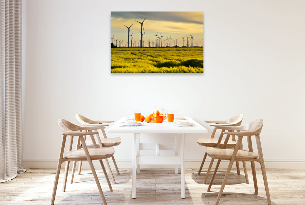 Premium textile canvas Premium textile canvas 120 cm x 80 cm landscape wind turbines 