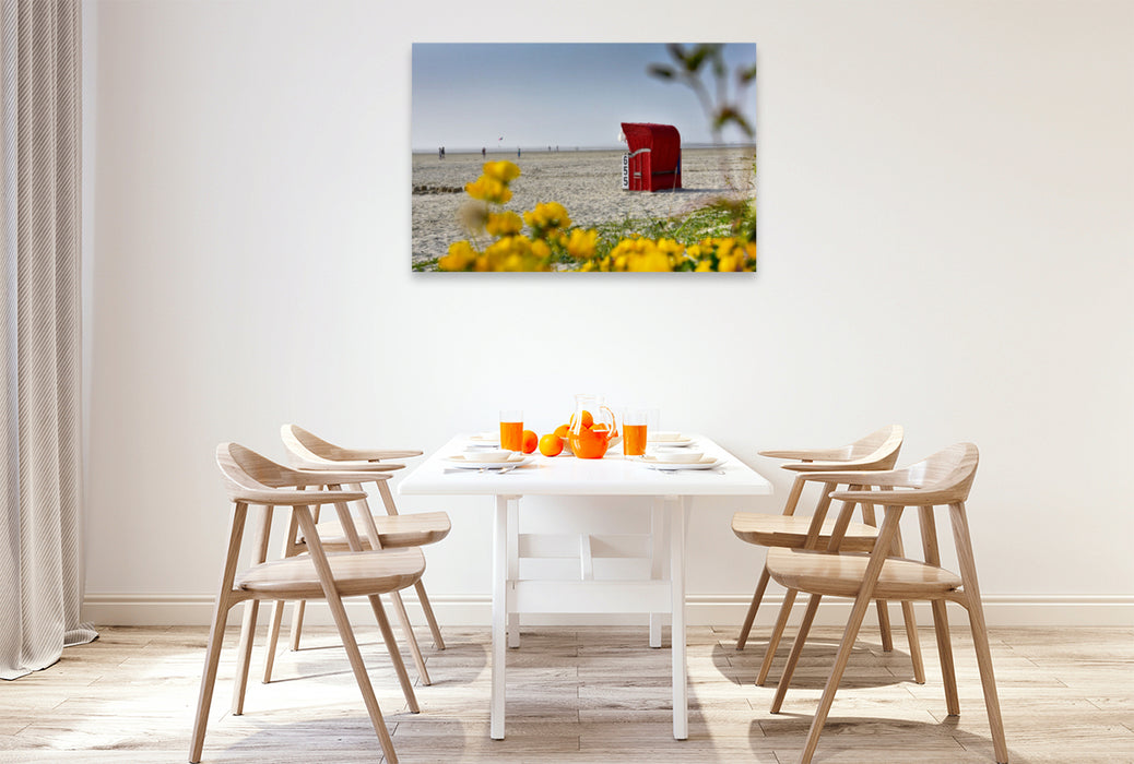 Premium textile canvas Premium textile canvas 120 cm x 80 cm landscape Bensersiel beach 